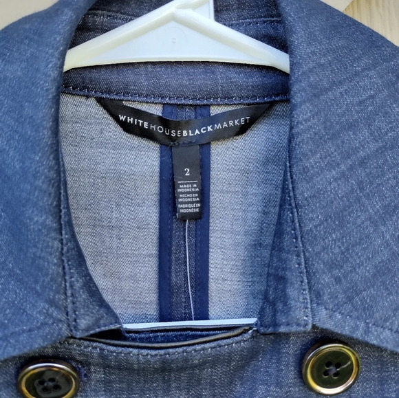 WHBM Blue Tailored Military Denim Jacket 2 NWT - Picture 3 of 10